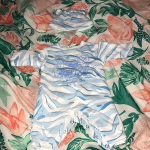 Kenzo sleeper, hat, and booties. Not pictured